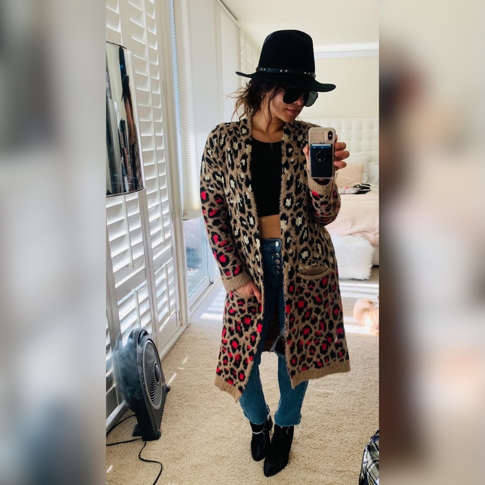 My Michelle Ombré leopard cardigan sweater sz L, M - Picture 4 of 4